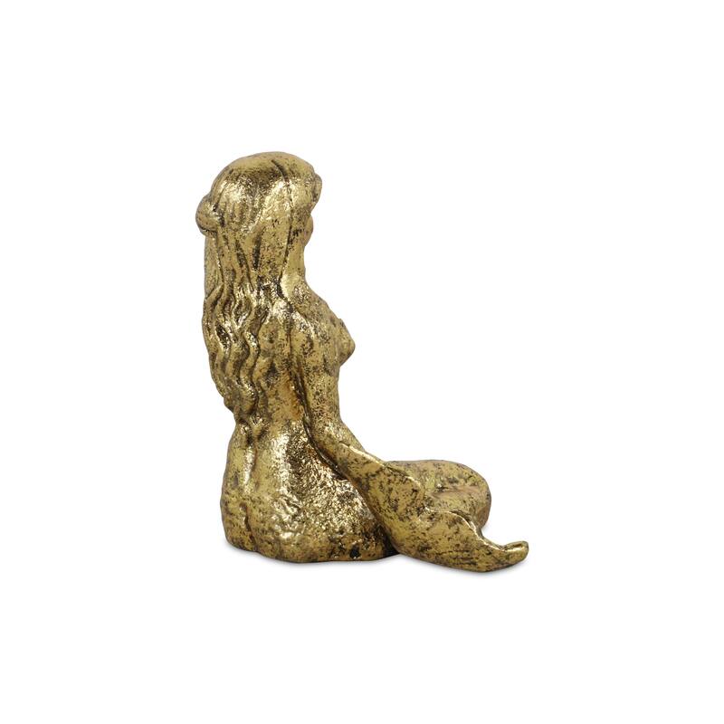 Ceili Golden Cast Iron Mermaid Statue