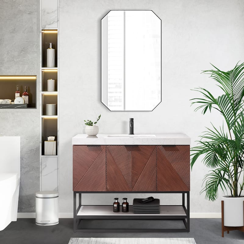 Mahon Single Bath Vanity with Composite Stone Top without Mirror