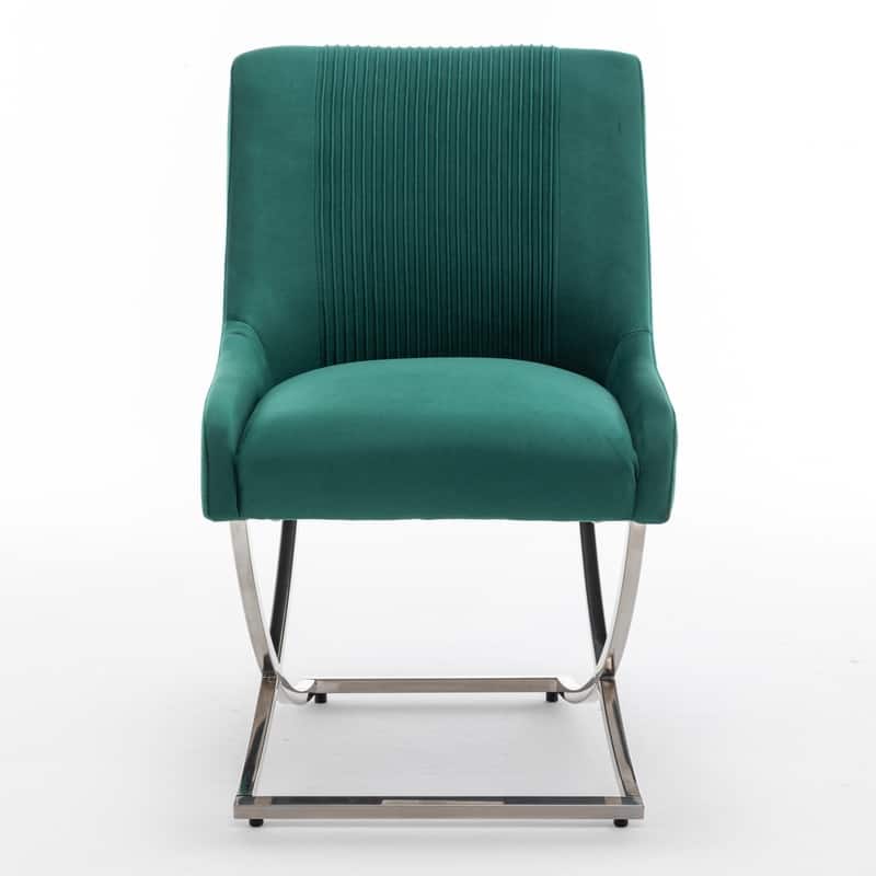 SEYNAR Contempoary Velvet Dining Chair Set of 6 with Metal Frame Legs and Back Pull