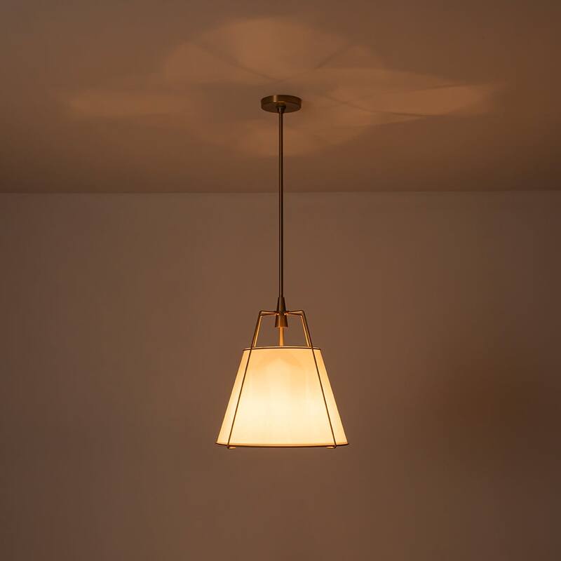 Mid Century 4-Light Conical Fabric Shade Lantern Pendant Ambient Light