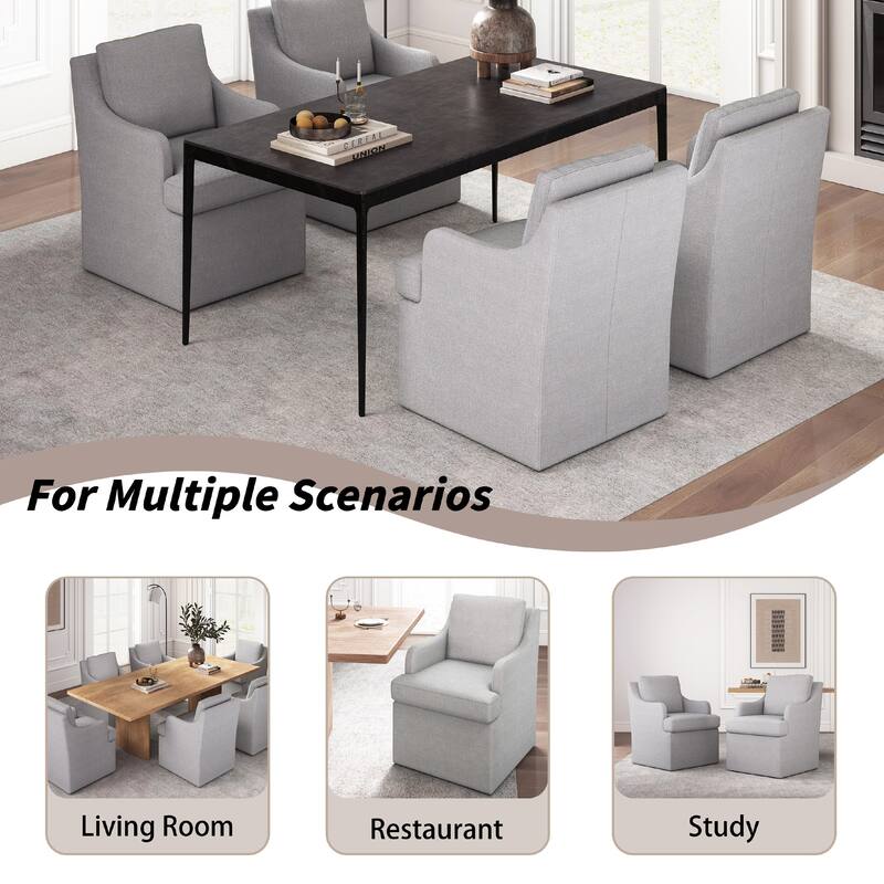 Upholstered Dining Chairs, Modern Kitchen Chairs Dinner Chairs with 4 Casters