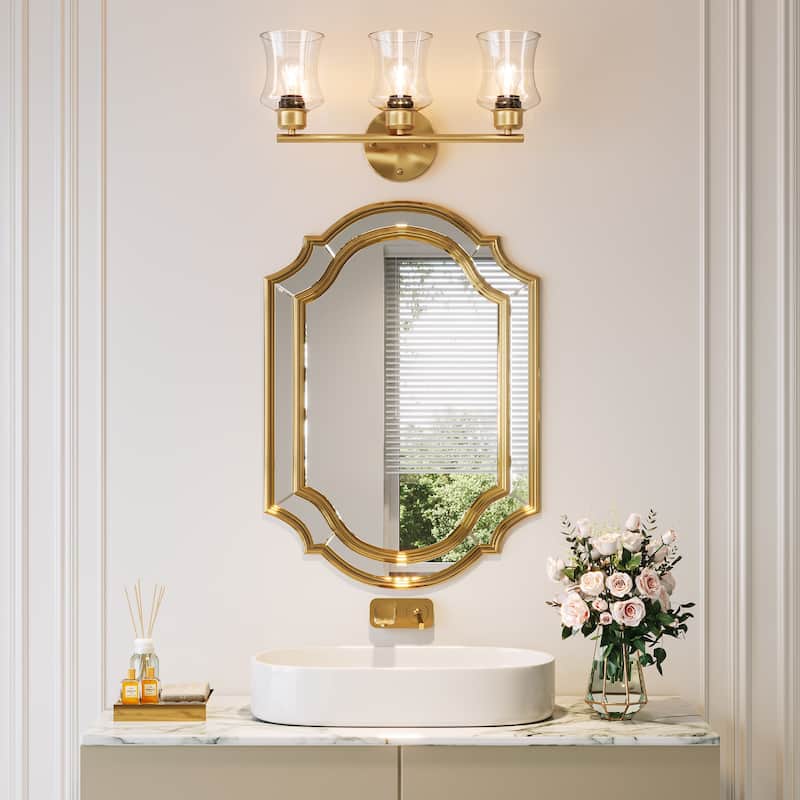 E26 Base 3-Light Bath Wall Light Fixtures with Clear Glass Shades