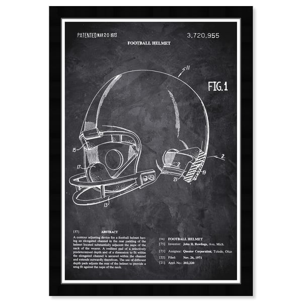 Wynwood Studio 'Football Helmet 1973 Chalkboard' Sports and Teams Black Wall Art Framed Print - 13 x 19 Wynwood Studio 'Football Helmet 1973 Chalkboard' Sports and Teams Black Wall Art Framed Print - 13 x 19