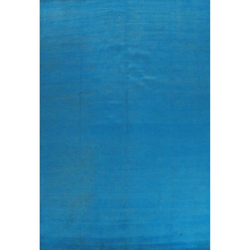 Hand Knotted Oriental 100% Wool Carpet Modern Solid Navy Blue & Blues Gabbeh Area Rug - 13' 9'' X 10' 1''