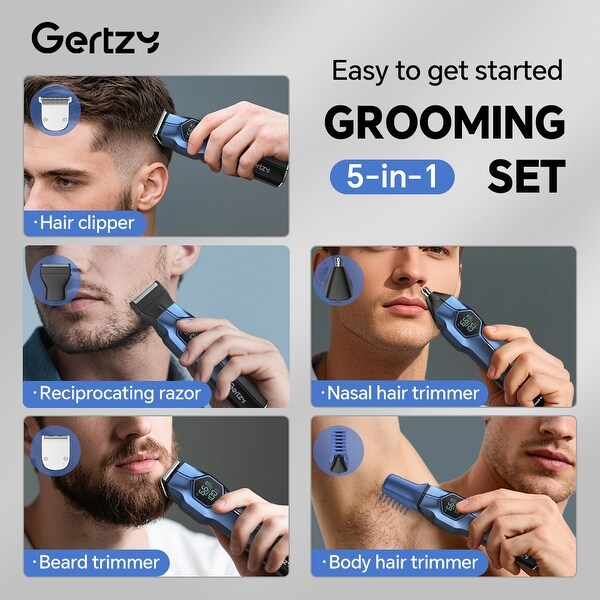 GERTZY Hair Clipper for Men, All in One Grooming Kit IPX7