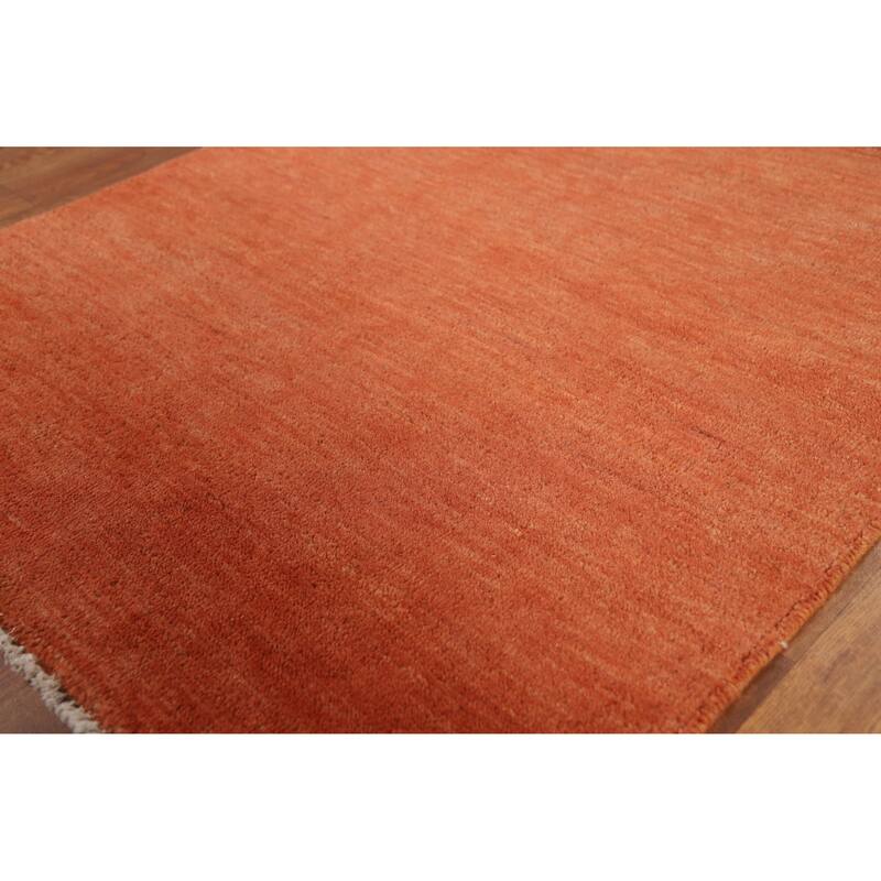 Orange Gabbeh Modern Foyer Rug Oriental Hand-Knotted Wool Carpet - 2'10"x 4'1"