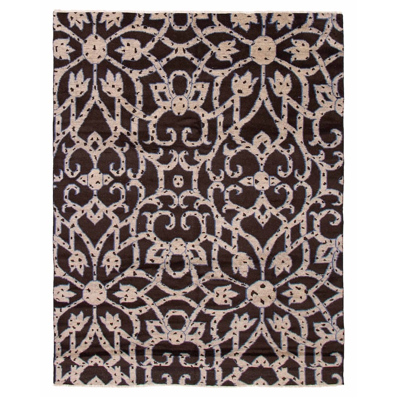 ECARPETGALLERY Hand-knotted Arlequin Brown Wool Rug - 7'9 x 10'1 - Dark Brown - 7'9 x 10'1
