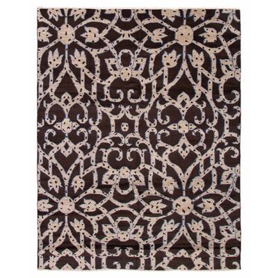 ECARPETGALLERY Hand-knotted Arlequin Brown Wool Rug - 7'9 x 10'1
