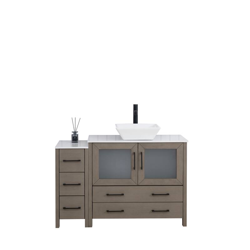 Vanity Art 48" Single Sink Bathroom Vanity Combo Set with Engineered Marble Top and Free Mirror - 48 x 18.5 x 36 Inches