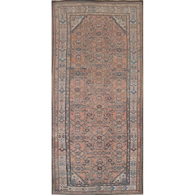 Geometric Hamedan Vintage Persian Runner Rug Handmade Wool Carpet - 3'9" x 8'8"
