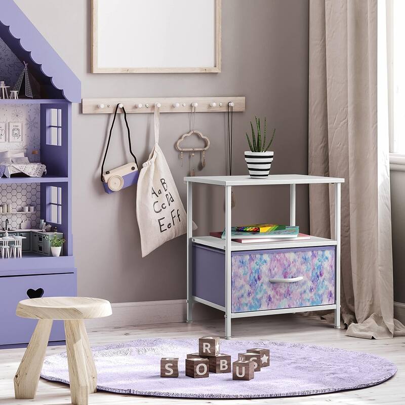 Nightstand 1-Drawer Shelf Storage - Bedside Furniture End Table Chest