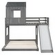 preview thumbnail 34 of 44, Twin Over Full Bunk Bed with Playhouse & Ladder - Farmhouse Style