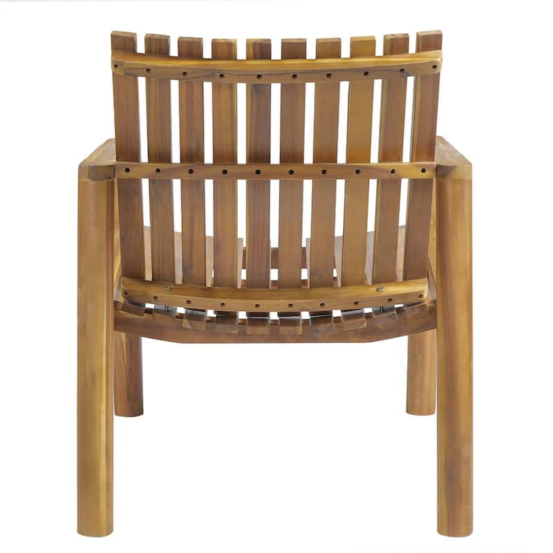 Christopher Knight Home - Solid Acacia Wood Outdoor Lounge Chair with Arms and Slatted Back