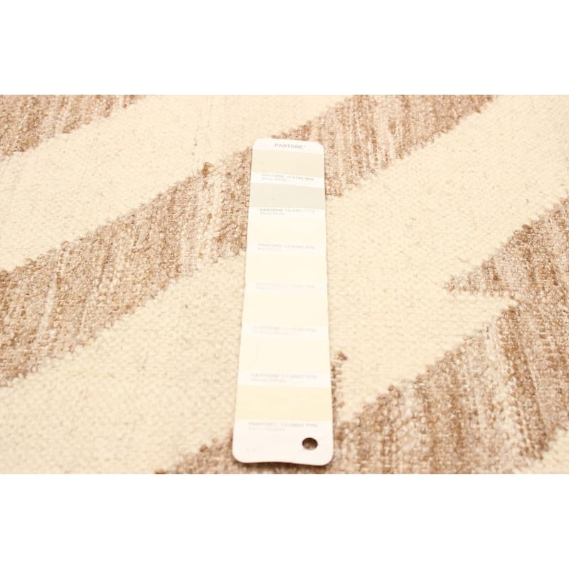 ECARPETGALLERY Flat-Weave Ankara FW Ivory Wool Kilim - 5'2 x 7'10