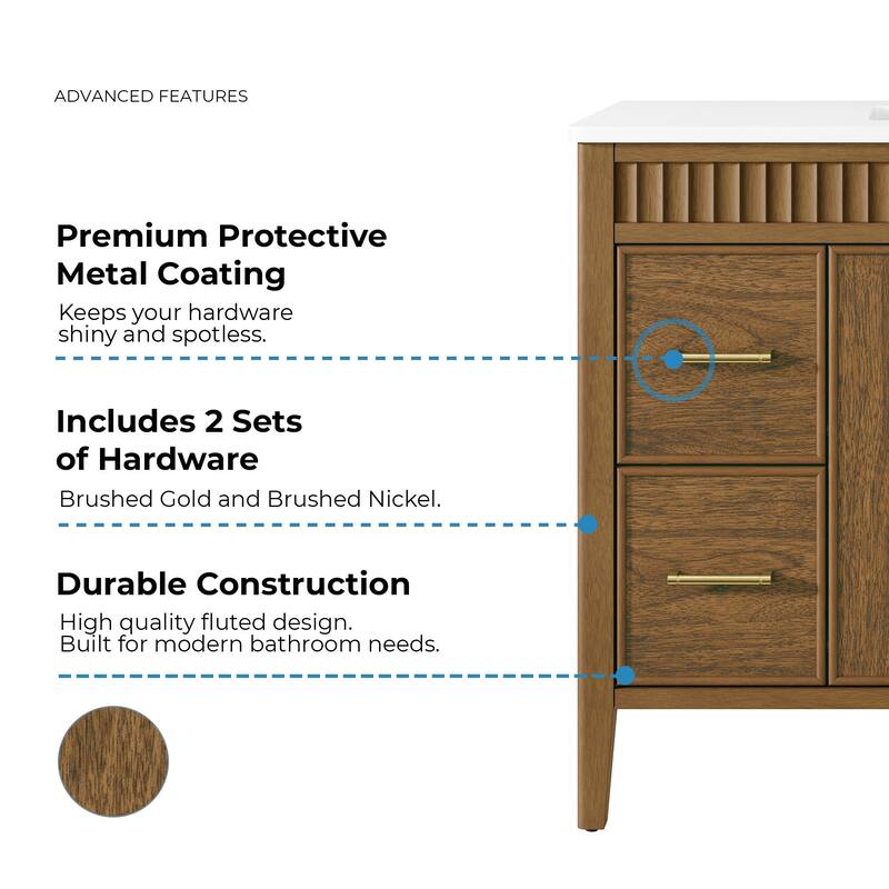 Juliette Warm Walnut Bathroom Vanity with White Quartz Top