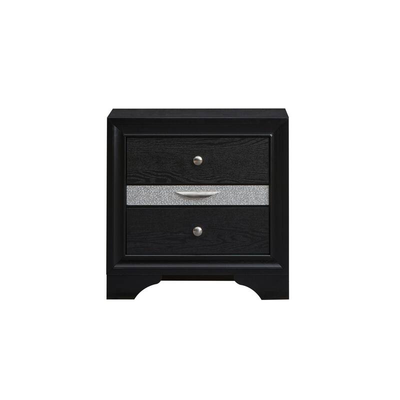 Black Nightstand with 26x26x17 Dimensions, Modern Bedside Table with Open Shelf Storage for Bedroom or Living Room