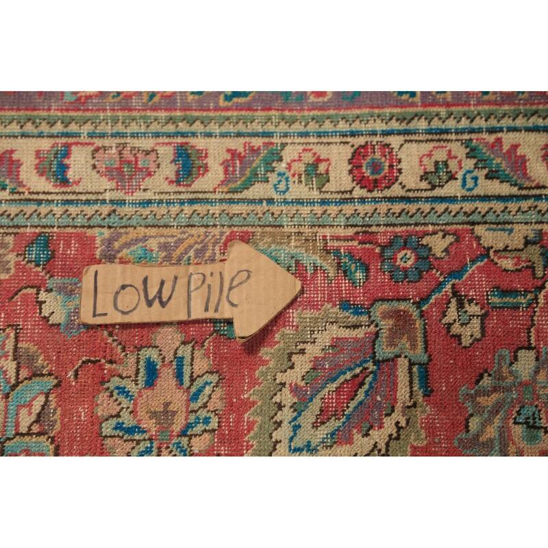 Traditional Tabriz Persian Vintage Rug Hand-Knotted Pink Wool Carpet - 7'10" x 11'2"