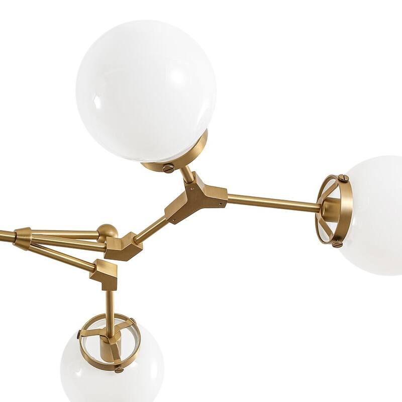 Mid-century Opal Glass Sputnik 6-Light Linear Chandelier - 47.2 in