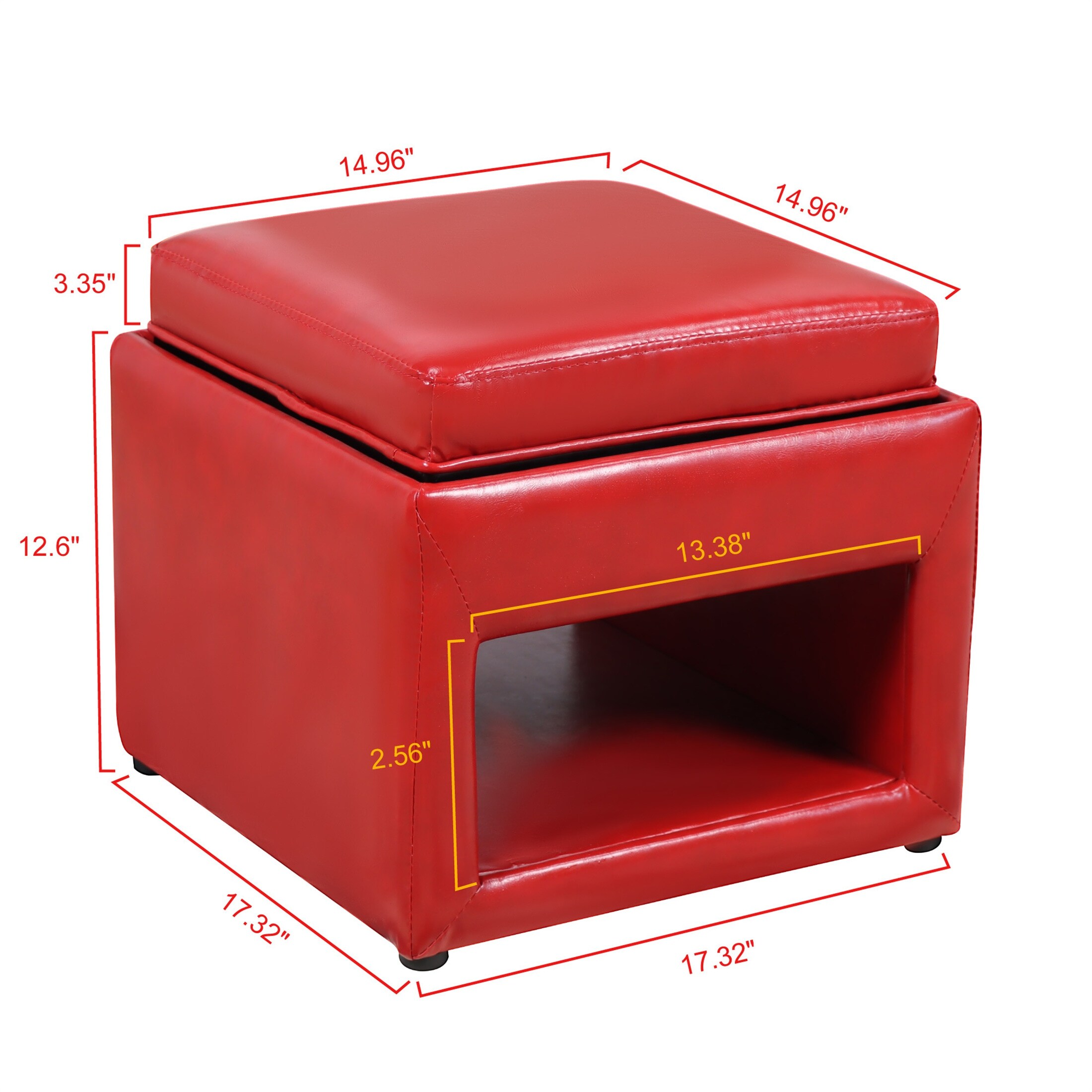 Leather cube shop ottoman with tray