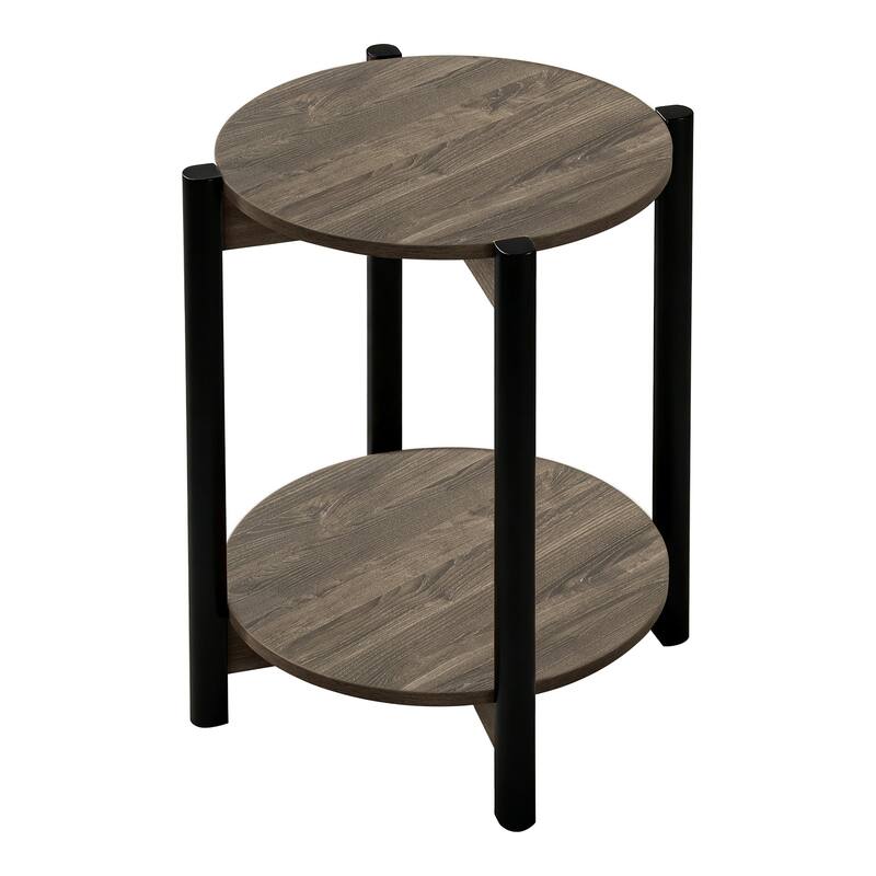 Furniture of America Rovion 2-Piece Round Wood Coffee Table Set with Open Bottom Shelf