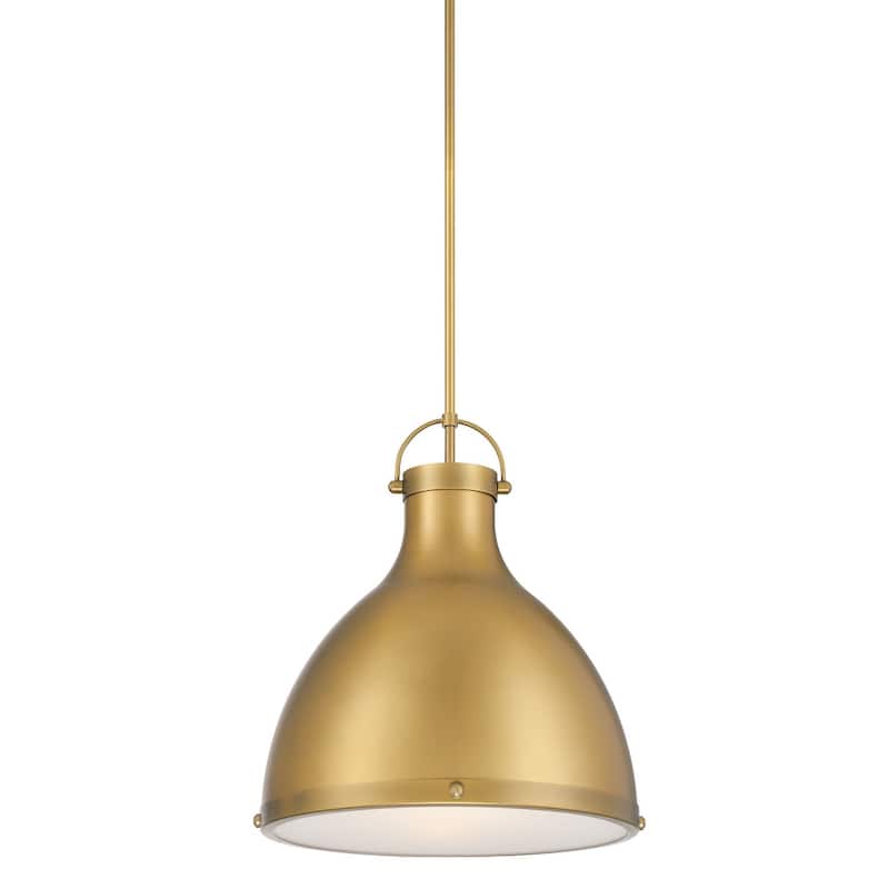 Minka Lavery 3932 Lynk 17" Wide Pendant with Etched Opal Glass Shade - Legacy Brass