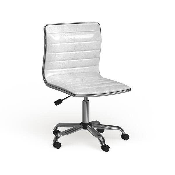 Carson Carrington Olafsvik Swivel Mid Back Armless Ribbed Task Leather White Upholstery Office Chair Overstock 19424581