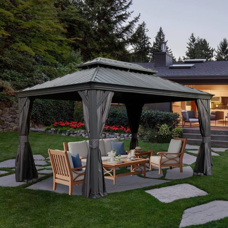 Domi Hardtop Gazebo with Galvanized Steel Double Roof and Aluminum Frame