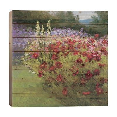 46 Cosmos Garden I Print On Wood by Wild Apple Portfolio - Multi-Color