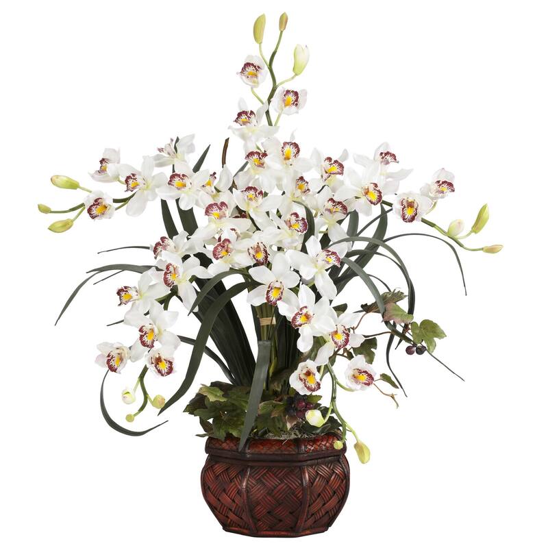 Decorative Vase Silk Flowers Arrangement - Rustic Home DÃ©cor Centerpiece for Table - 30