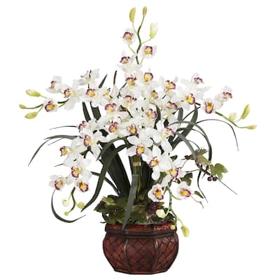 Decorative Vase Silk Flowers Arrangement - Rustic Home DÃ©cor Centerpiece for Table - 30