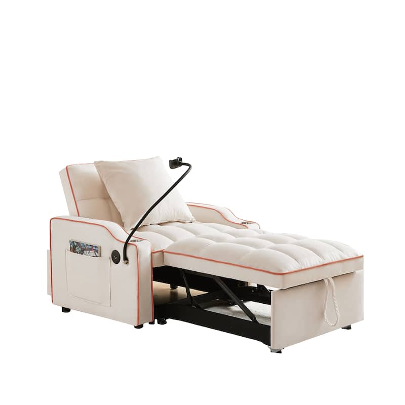 GDFStudio - Flora Modern 3-in-1 Convertible Sleeper Chair Sofa Bed, Adjustable Pull-Out Sofa with Storage