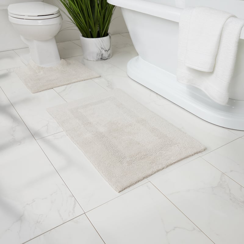 Fabstyles Soft & Absorbent Reversible Cotton Bath Rug Set of 2