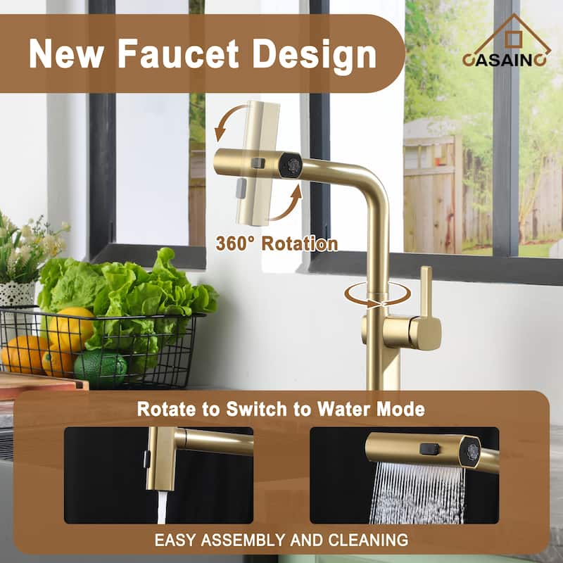 Single Handle Pull Down Sprayer Kitchen Faucet with Motion Sense Wave, Power Boost