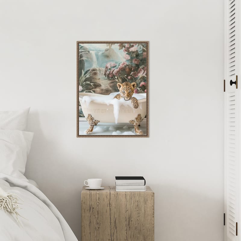 Leopard Spa Retreat by Niky Rahner Framed Canvas Wall Art