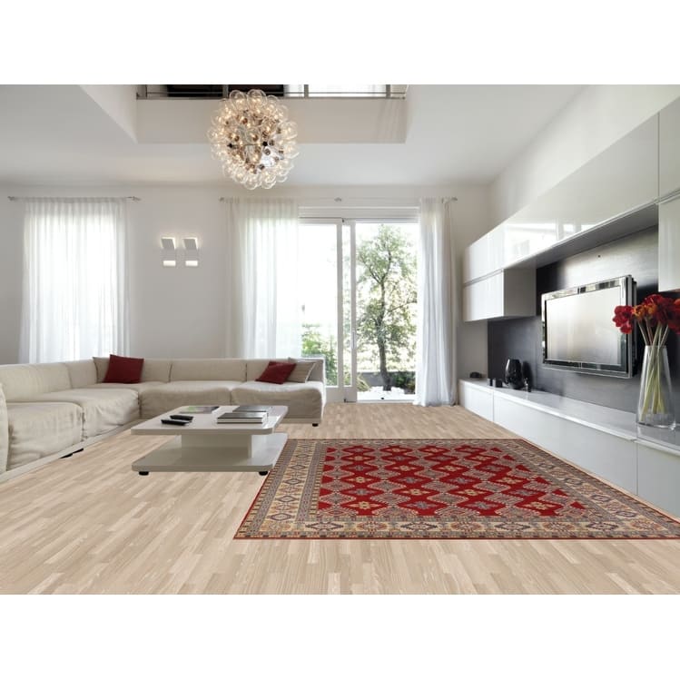 Hand Knotted Oriental 100% Wool Carpet Traditional Geometric Red Kazak Area Rug - 12' 10'' X 9' 6''