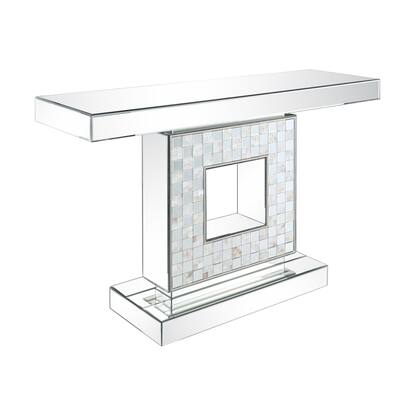 Contemporary Style Mirror Console Table with Square Base Design, Silver