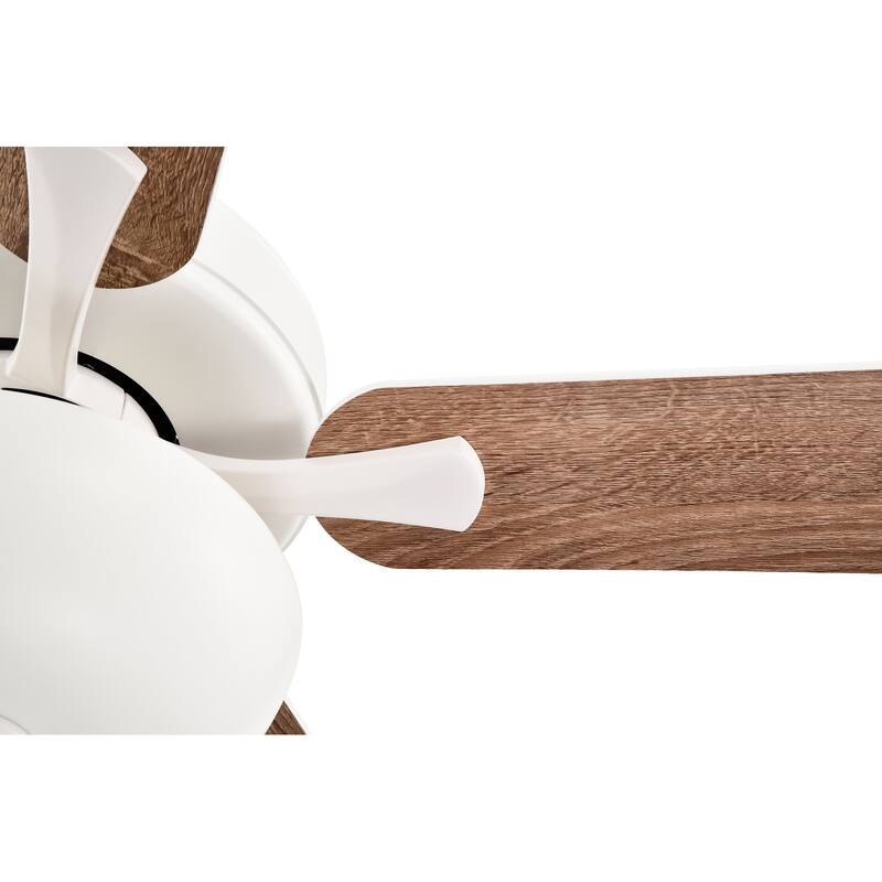 White 52 in. Indoor 5-Blade Modern Reversible Ceiling Fan with Light Kit and Pull Chain - 52 in. Dia x 16.7 in. or 21.7 in.