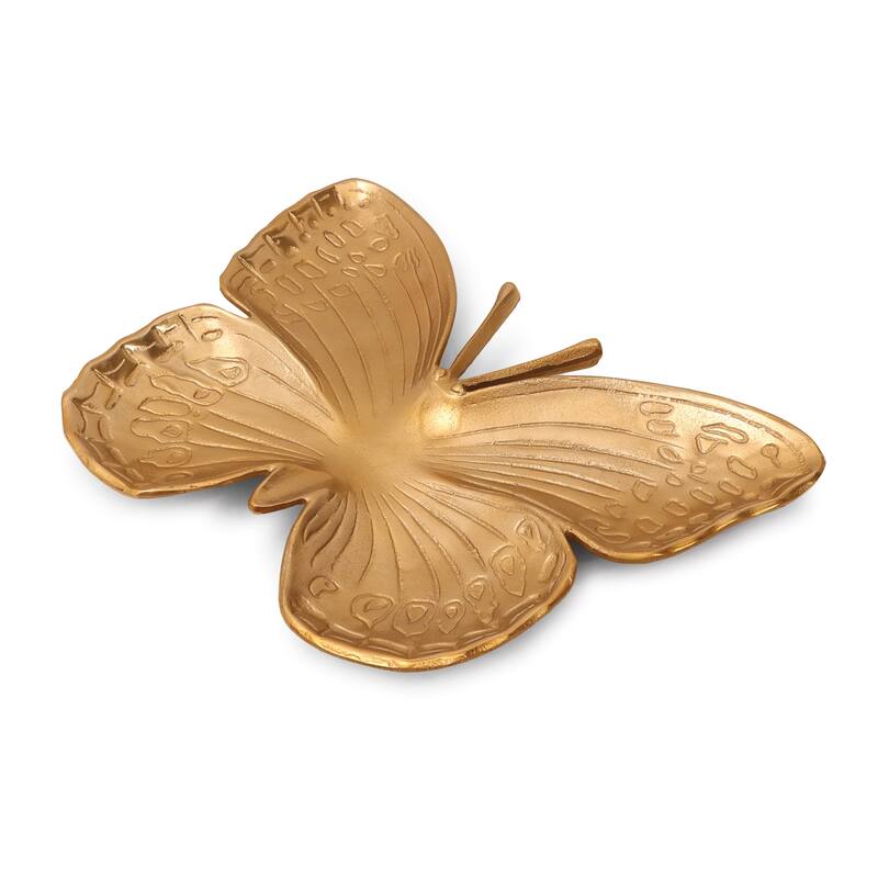 HomeRoots 18" Gold Cast Aluminum Butterfly Serving Tray - 17.6 in. x 1.75 in. x 13.1 in.