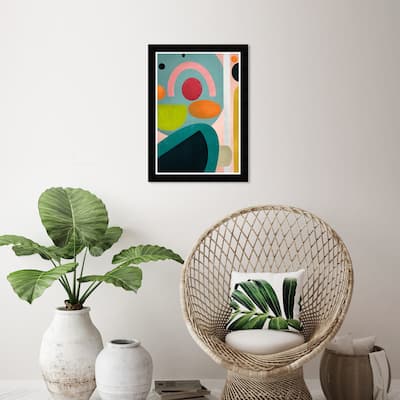 Wynwood Studio 'Bright Fun' Abstract Wall Art Framed Print Shapes - Blue, Orange
