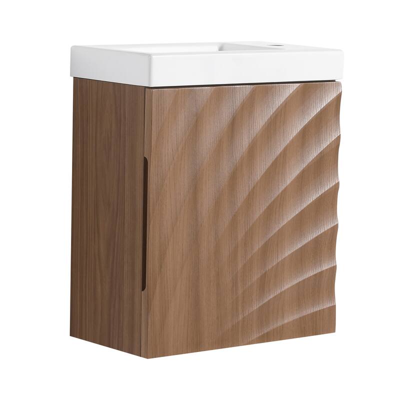 GDFStudio - Helsinki 18.5" Modern Wall-Mounted Bathroom Vanity Set with Resin Sink, Soft Closing Door & Antirust Hardware