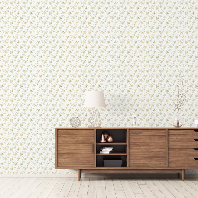 Galerie Wallcoverings Miniatures 3 Rose Floral Trail Design Vinyl on Non-woven Matte Wallpaper Roll
