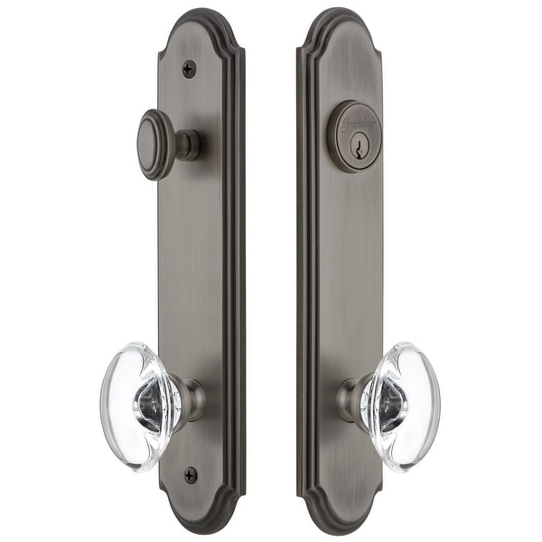 Grandeur ARCPRO_TP_ESET_234 Arc Solid Brass Tall Plate Single Cylinder Keyed Entry Set with Provence Crystal Knob and 2-3/4"