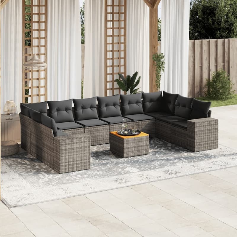vidaXL Garden Sofa Set Black - Gray and dark gray Large  - form1
