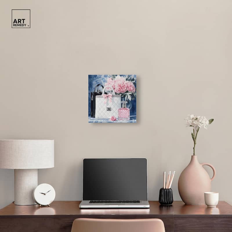 Pink Porcelain Purse and Perfume Canvas by Art Remedy, Gallery Wrapped