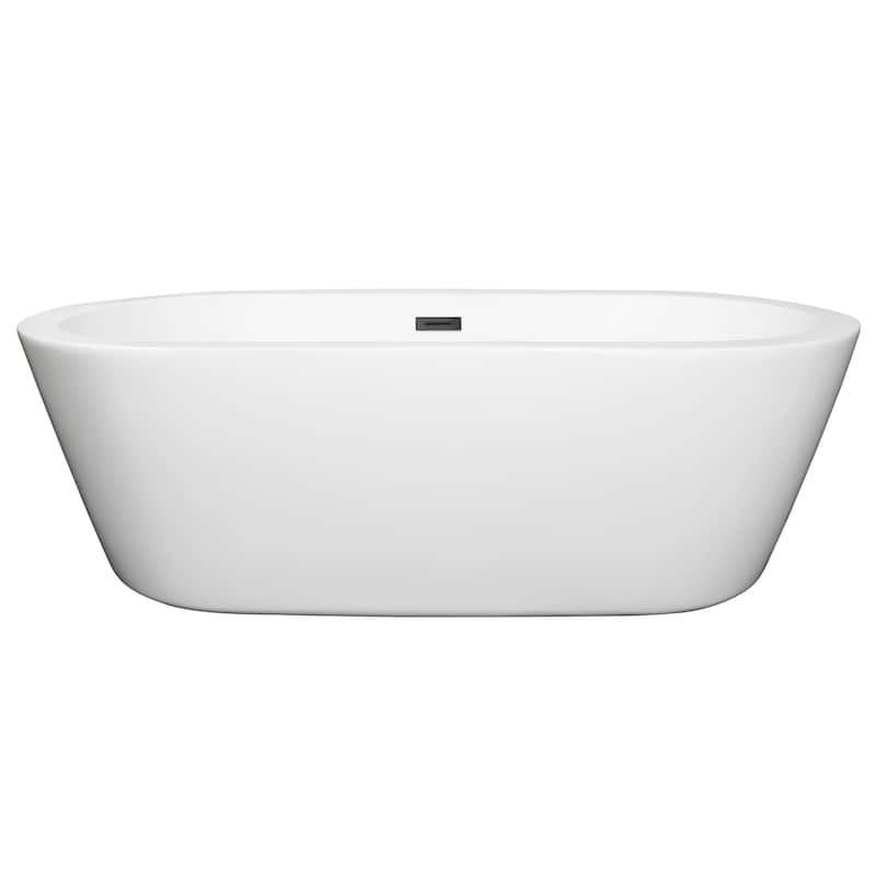 Wyndham Collection Mermaid 71-inch White Freestanding Soaking Bathtub