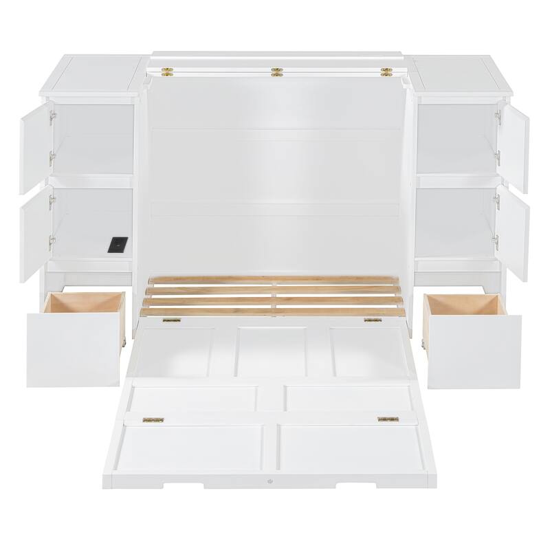 Twin Murphy Bed with Storage Drawers, Cabinets, and USB Charging - Ideal for Small Spaces