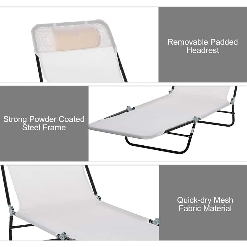Outsunny Folding Chaise Lounge Chair, Pool Sun Tanning Chair, Outdoor Lounge Chair With Reclining Back