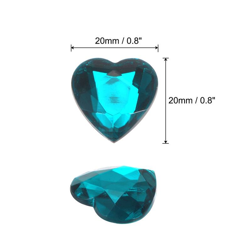 40 Pcs Acrylic Flat Back Rhinestones 20mm Heart Artificial Gemstone