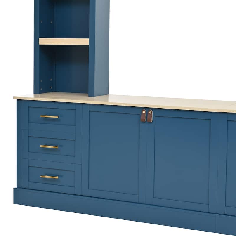 102.3" Farmhouse TV Stand with 6 Drawers & Adjustable Shelves - Entertainment Center for 75" TVs with Bookshelves