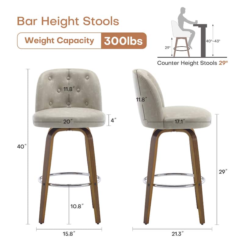 26"/29" Swivel Bar Stools/ Counter Stool with Bentwood Legs